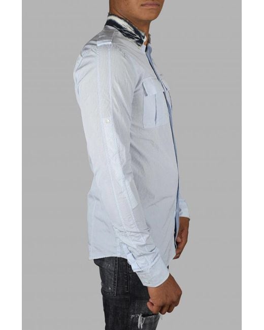 Balmain Blue Shirt With Denim Collar for men