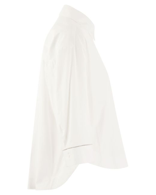 Camicia poplin di cotone semplice di di Peserico in White