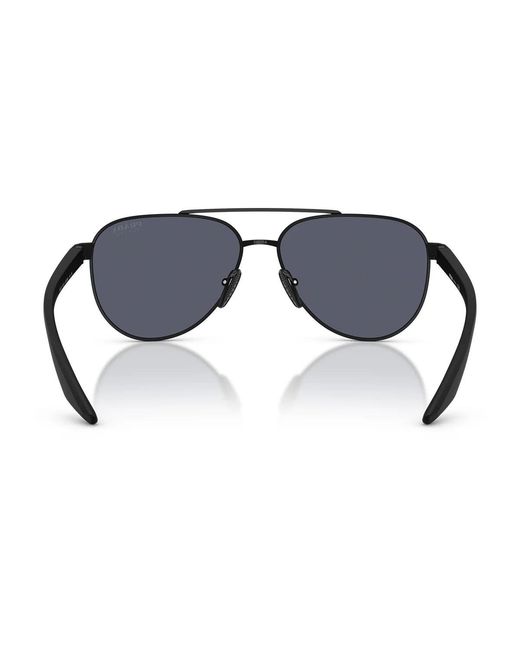 Prada Purple Sonnenbrille Psa52 S Dg005 U Linea Rossa Schwarzer Gummieffekt/Dunkelblau verspiegeltes Lila Unisex