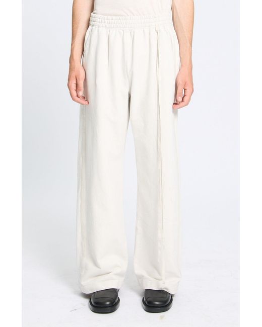 Ann Demeulemeester White Boas Comfort Sweatpants With Herringbone Side Band