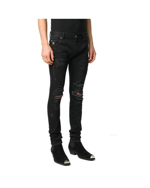 Balmain Black Cotton Denim Jeans for men