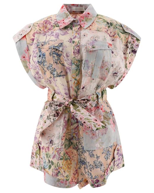 Zimmermann Halliday Playsuit Met Bloemenprint in het Multicolor