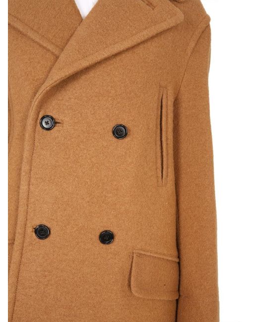 Marni Natural Double-Breasted Coat With Mirror Lapels