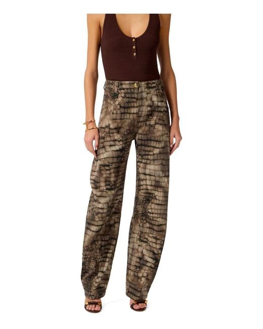 Elisabetta Franchi Natural Alligator Print Barrel Jeans