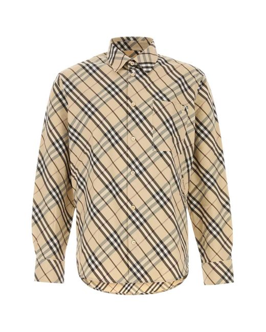 Burberry White Embroidered Poplin Shirt for men