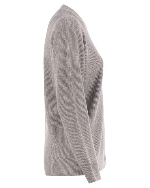 Fabiana Filippi Gray English Ribbed Cardigan