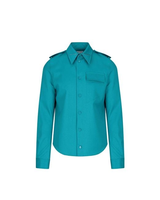 Grain de Poudre Wool Shirt Bottega Veneta pour homme en coloris Blue