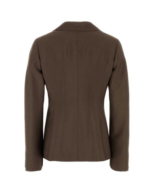 Fendi Brown Mud Wool Blend Blazer