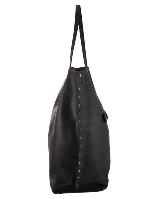 Zanellato Black Eine Spasso -Lederhandtasche M
