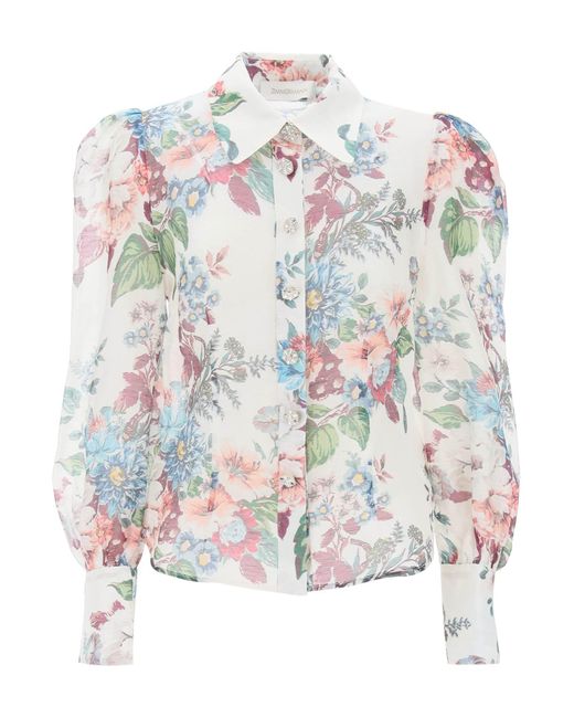 Zimmermann Matchmaker -shirt In Floral Organza in het White