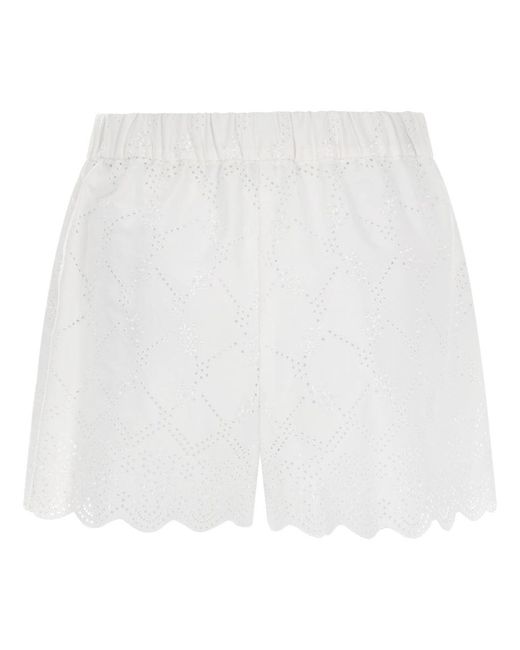 MSGM White Shorts Con Motivo Traforato
