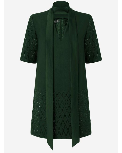 Pinko Green T Shirt Style Dress With Rhinestones