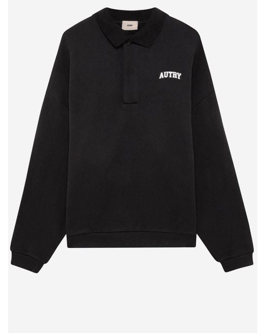 Autry Black Cotton Sweatshirt With Logo for men