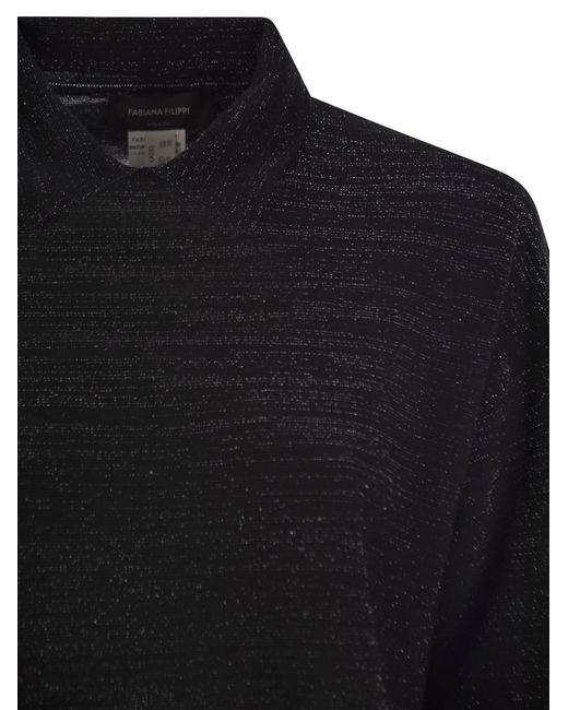 Fabiana Filippi Black Baumwolle und Lurex Polo -Nackenpullover