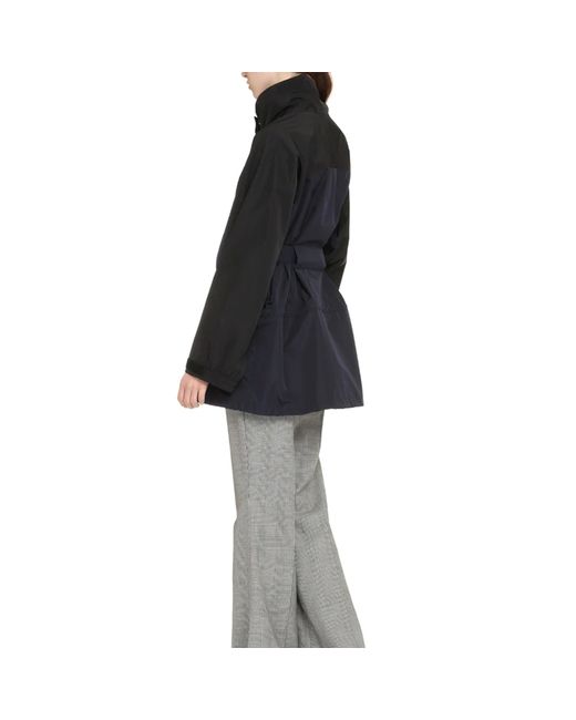 Prada Blue Techno Fabric Jacket With Adjustable Belt And Drawstrings For