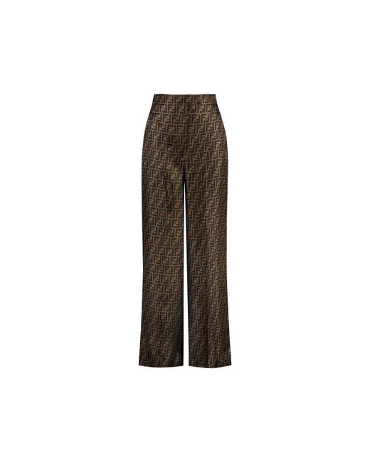 Pantalones de seda de monograma ff Fendi de color Brown