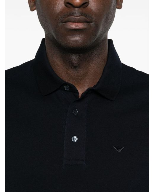 Emporio Armani Black Logo Cotton Polo Shirt for men