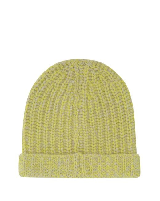 The Elder Statesman Green Two-Tone Cashmere Beanie Hat for men