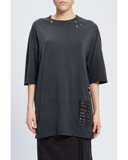 Ann Demeulemeester Black Aga High Comfort T-Shirt With Printed Patches