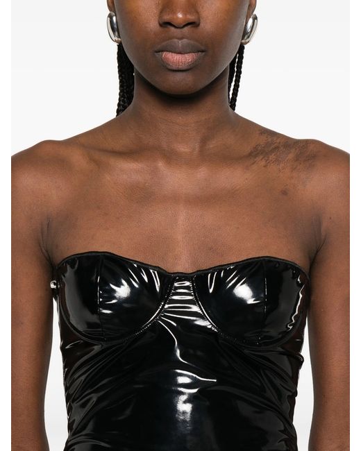 Oseree Black Strapless Midi Dress
