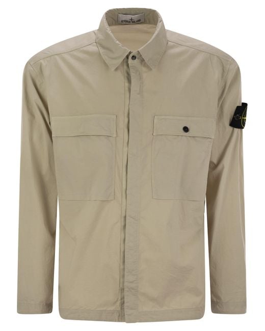 Stone Island Natural Stretch Cotton Canvas Overshirt for men