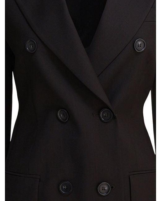 Max Mara Black Double-Breasted Wool Blazer Jackets And Coats