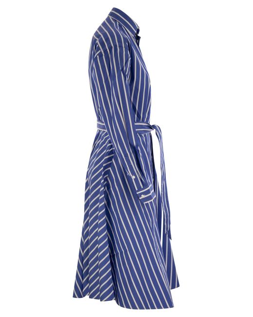 Polo Ralph Lauren Blue Striped Chemisier With Belt