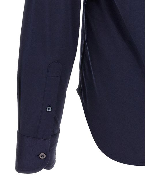 Tom Ford Blue Silk-Cotton Blend Button-Down Shirt for men