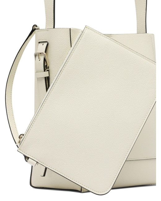 Valextra White "Soft Mini" Beuteltasche
