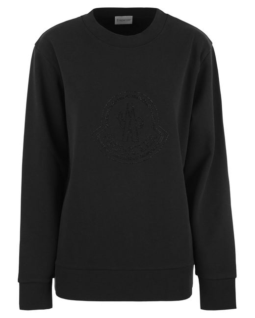 Moncler Black Logo Sweatshirt mit Kristallen