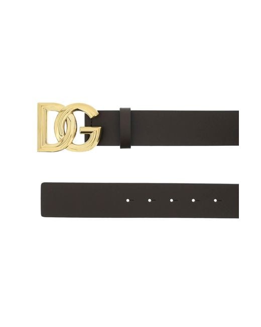 Cinturón de cuero Lux con hebilla DG Dolce & Gabbana de hombre de color Black