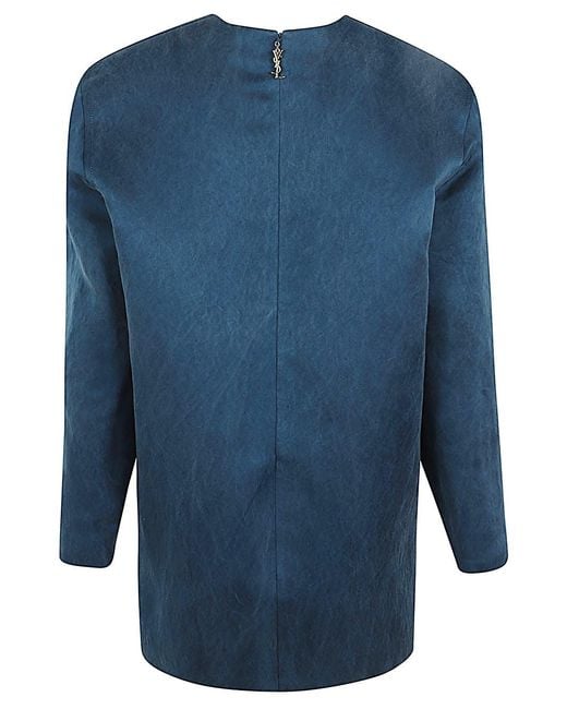 Saint Laurent Blue Round Neck Long Sleeves