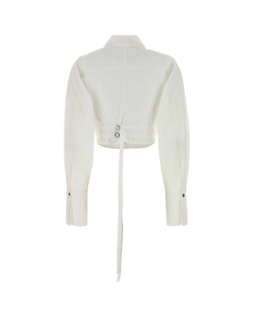 Blumarine White Solid Collar Top