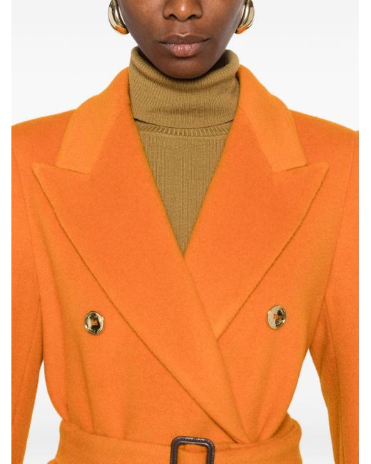 Tagliatore Orange Wool Double-Bteasted Coat