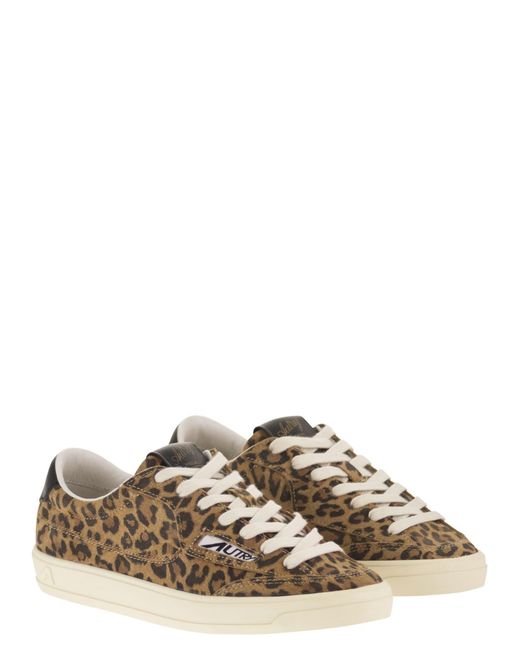 Autry Brown Windscape Suede Trainers With Animal Print