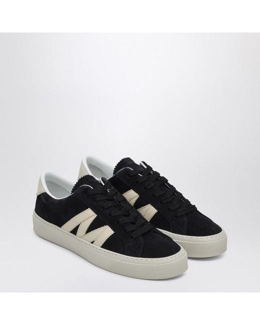 Moncler Black Low-Top Suede Trainer For for men