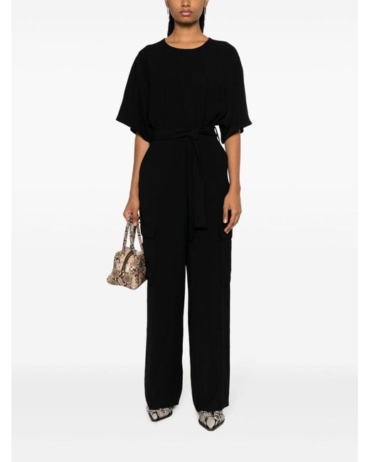 P.A.R.O.S.H. Black Wide-Leg Cargo Jumpsuit