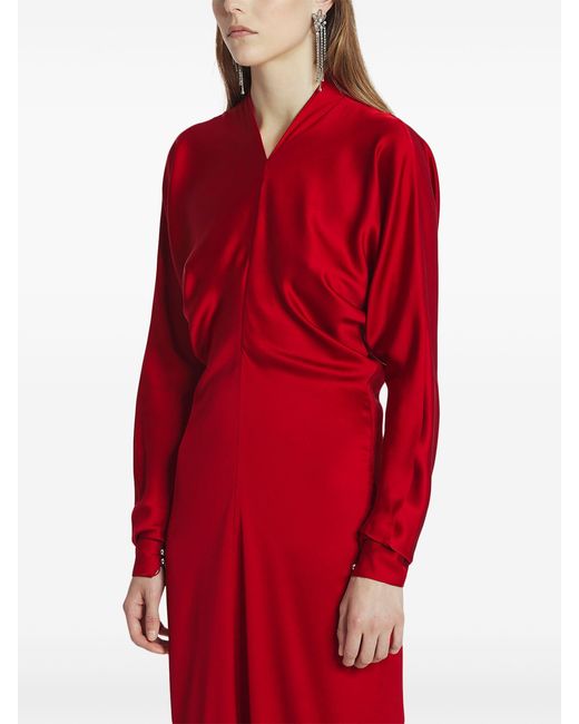 Lanvin Red Draped Fitted Dress Rwdr00186041P25