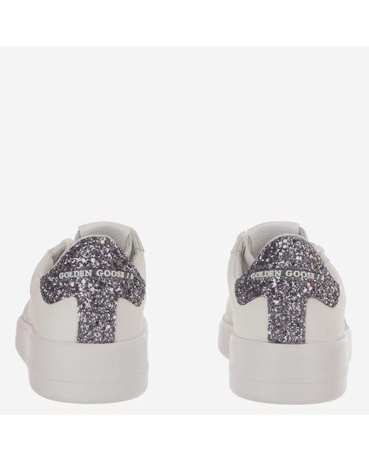 Golden Goose Deluxe Brand White Leather Star Patch Glitter Sneakers
