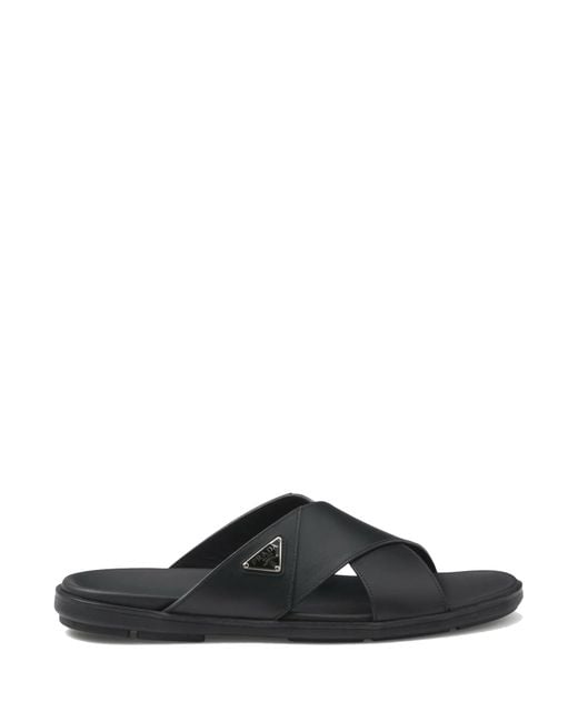 Prada Black Leather Sandals