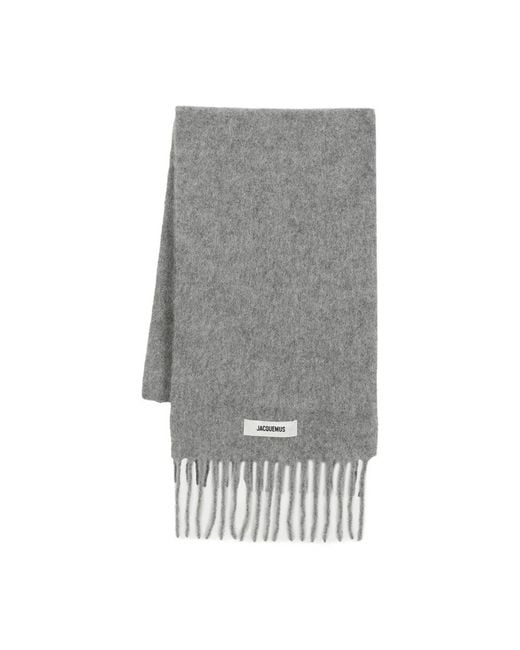 Jacquemus Gray L'Echarpe Carro Schal Wolle grau