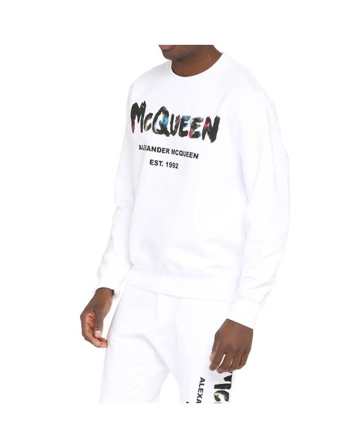 Alexander McQueen White Logo Sweatshirt for men