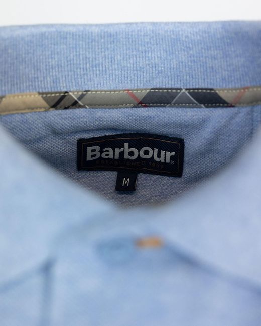 Polo Piquet Celeste Barbour de color Blue