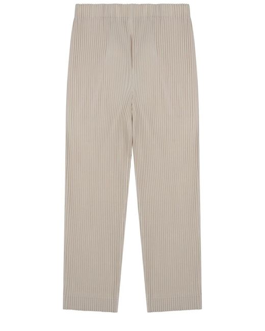 Homme Plissé Issey Miyake White Pleated Trousers for men