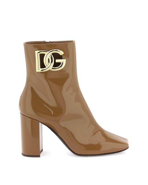 Dolce & Gabbana Brown DG Logo -Knöchelstiefel