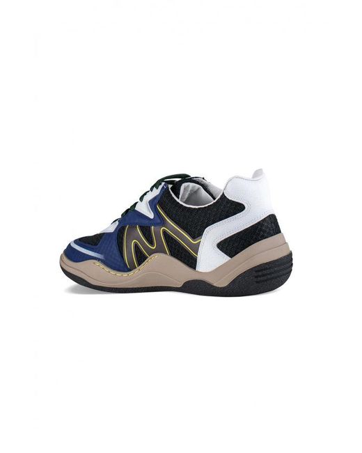 Lanvin Blue Low-Top Mesh Sneakers With Contrasting Inserts