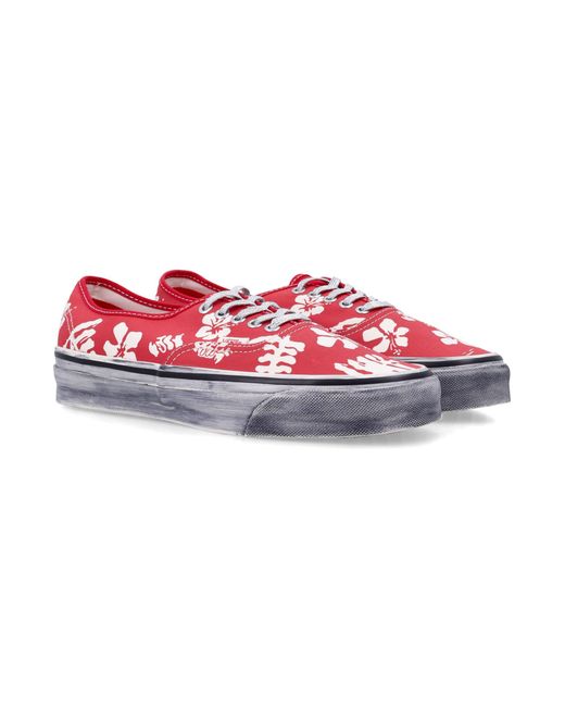 Vans Red Authentic Premium Canvas Shoes And Print