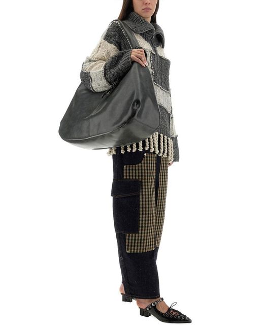 Ganni Gray Patchwork Jersey With Bangs