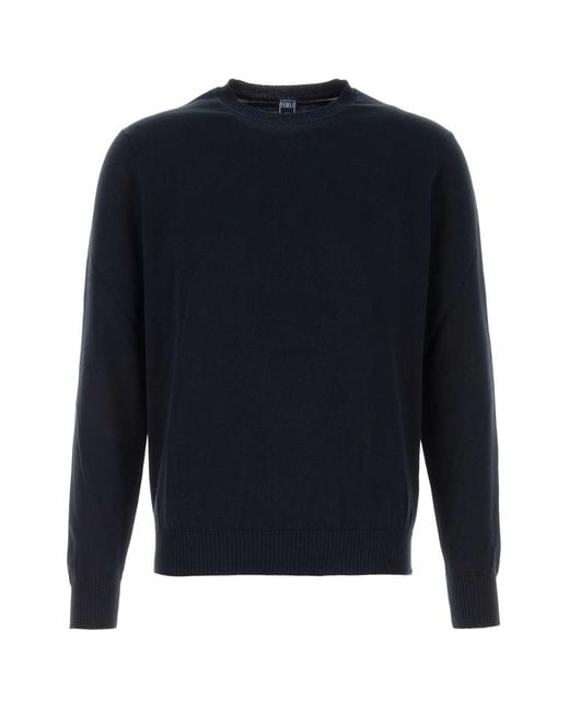 Fedeli Blue Cotton Sweater for men