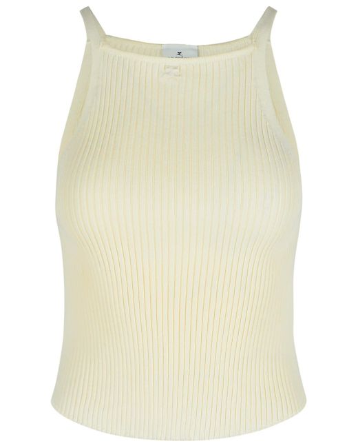 Courreges Courres Ivoor Viscose Blend Top in het Natural